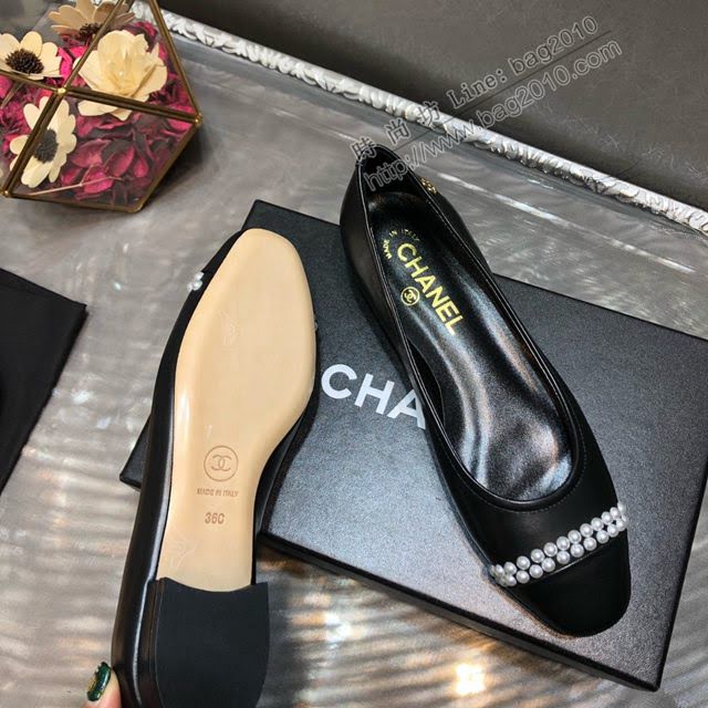 Chanel女鞋 香奈兒20春夏新款 Chanel珍珠單鞋 Chanel女單皮鞋  naq1218